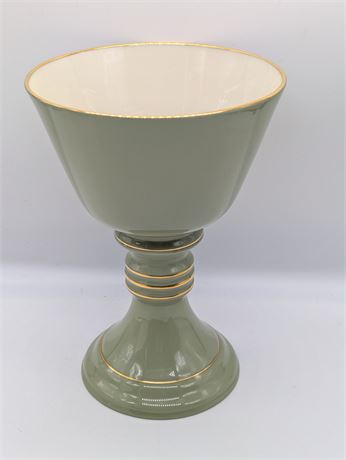 Lenox USA Light Green Chalice Vase 24K Gold Trim