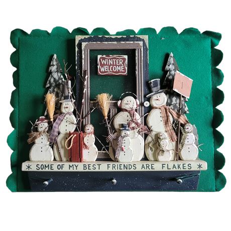 Wall Hanging "Some of My Best Friends are Flakes" Wooden Snowman Key Holder