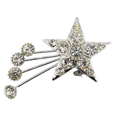 Vintage Rhinestone Shooting Star Brooch