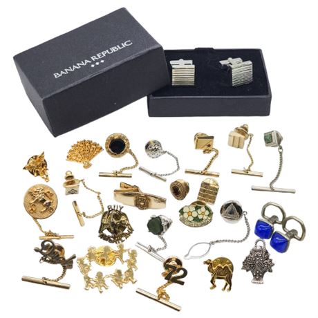 Vintage Tie Tacks, Lapel Pins, & Cufflinks Lot