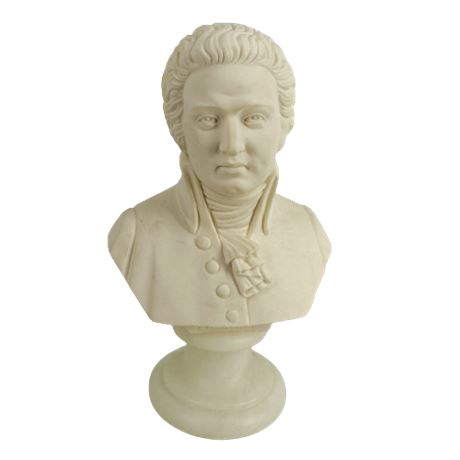 1966 Mozart Bust Alabaster Sculpture Signed A Giannelli
