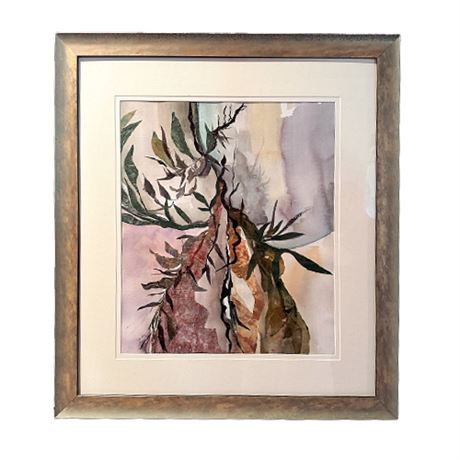 Signed Judy Chapel "Intertwined" Original Watercolor Collage