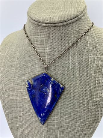 Superb Lapis Lazuli Pendant & 925 Sterling Silver Chain