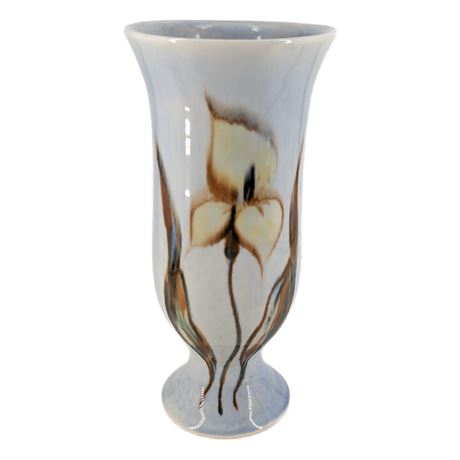 Signed Francis Joseph Von Tury 1940s Vintage Pottery Blue Floral