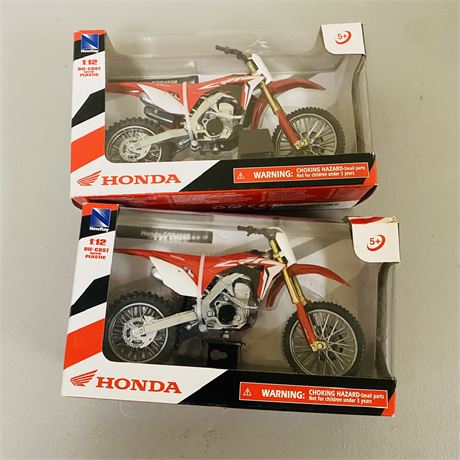 2x 1:12 Honda CRF450R Motocross Bikes