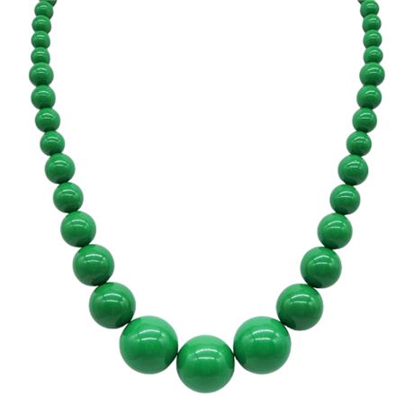 Vintage Chunky Graduated Green Acrylic Bead Necklace