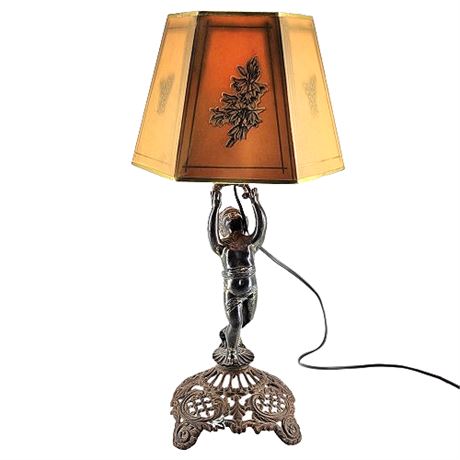 Vintage Cast Metal Cherub Lamp, Rewired for Electric