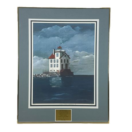 Framed Art Print of Lorain's Historic Lighthouse By D. Chapla