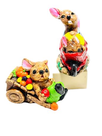 Vtg Pepiware Pendelfin Bunnies - "Barrow Boy" & "Joyride"