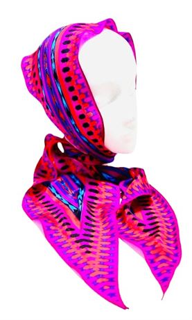 Vintage Silk Liz Claiborne Geometric Pattern Twilly Scarf - Japan
