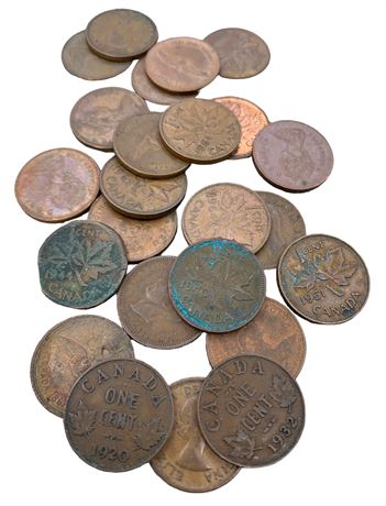 1920 to 70s Canadian Penny Coin Lot