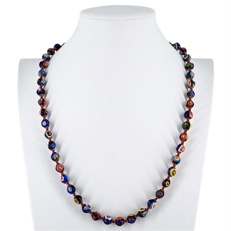 Vintage Italian Millefiori Glass Beaded Necklace