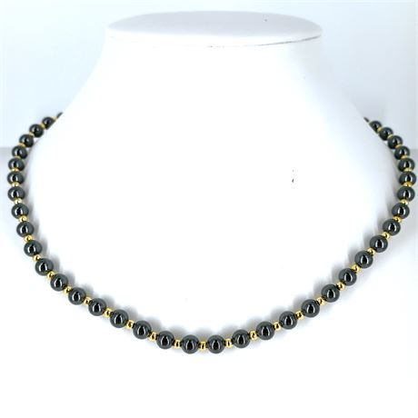 Black Pearl Necklace with Gold-Tone Fish Hook Clasp