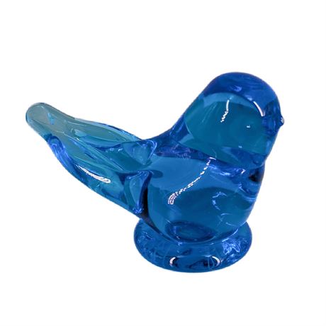 Leo Ward Signed Blue Bird of Happiness Handblown Glass
