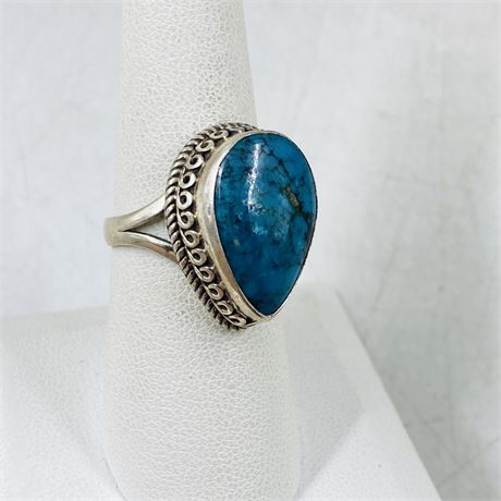 9.4g Sterling Turquoise Ring Size 8