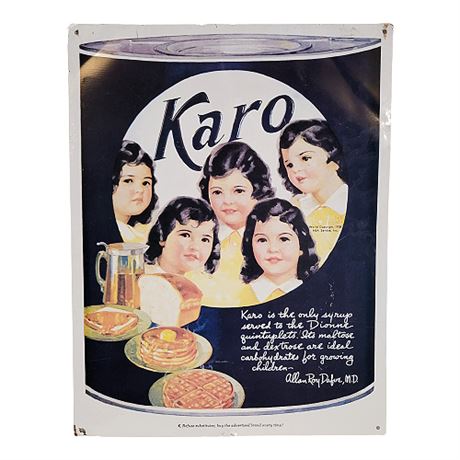 Vintage Karo Syrup Embossed Tin Advertising Sign