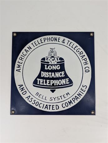 Vtg. American Telephone Co. Ande Rooney's Porcelain Enameled Advertising Sign