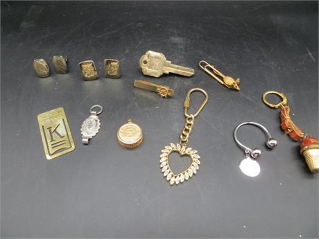VINTAGE CUFF LINKS, TIE TACKS & KEY CHAINS