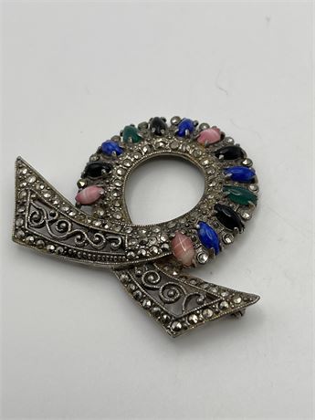 1930s vintage art deco rhinestone brooch