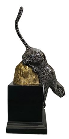Sleek Mixed Metal Vintage 10 1/2” Panther Sculpture