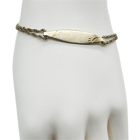 Vintage SPIEDEL Engraved Gold Tone "Bridget" ID Bracelet