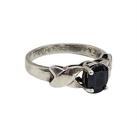 Signed Sterling Silver Black Onyx Ring, Sz 5.5