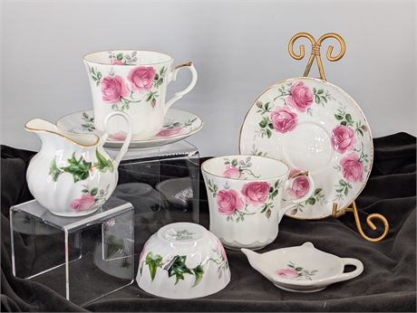 English Allyn Nelson Fine Bone China Tea for 2 Cups/Saucers, Sugar Bowl Creamer