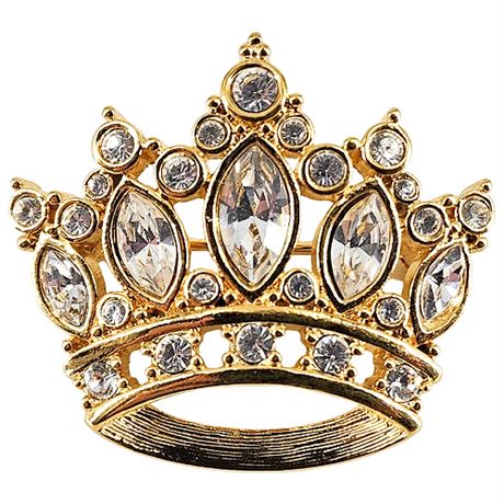 Signed Vintage SWAROVSKI Crystal Crown Brooch