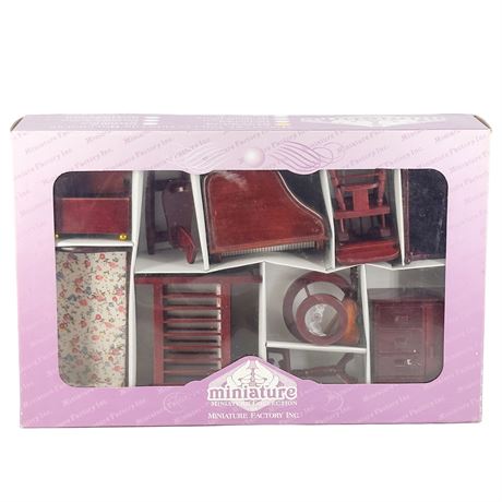 Vintage Miniature Collection INC Cherry Wooden Baby Room Set *New in Box