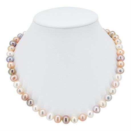 Hand Knotted 8-10mm Multicolored Freshwater Pearl Necklace