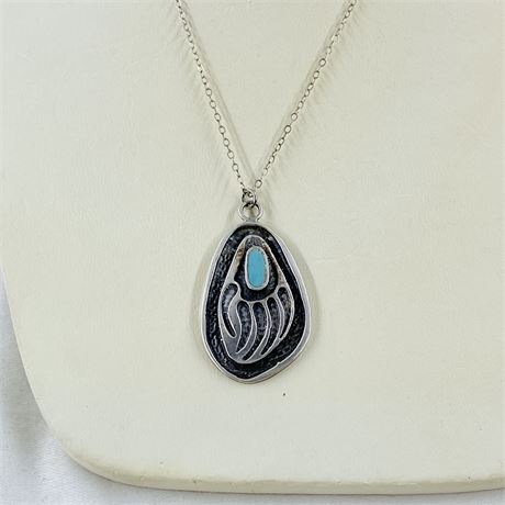 8.2g Turquoise Bear Claw Sterling Necklace