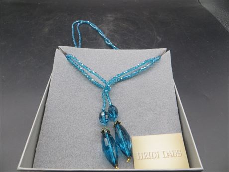 Heidi Daus Aqua Tear Drops & Beads Necklace NIB