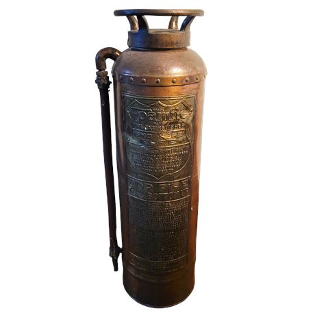 Antique Foamite Brass & Copper Fire Extinguisher