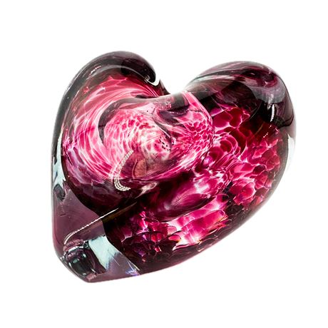 Vintage Red Heart Shaped Art Glass Paperweight/ Bud Vase