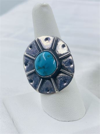 8g Vtg Southwest Sterling Turquoise Ring Size 9