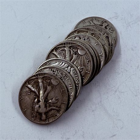 10 Walking Liberty Half Dollars
