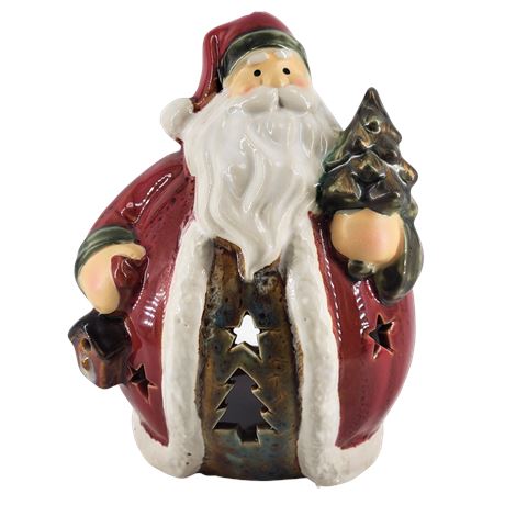 Hand-Painted Ceramic Santa Clause Candle Holder