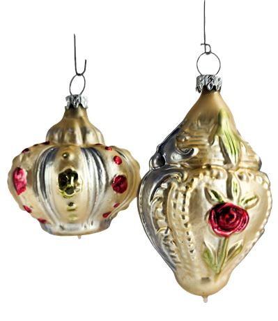 Two Victorian Style West German Hand Blown Ornaments