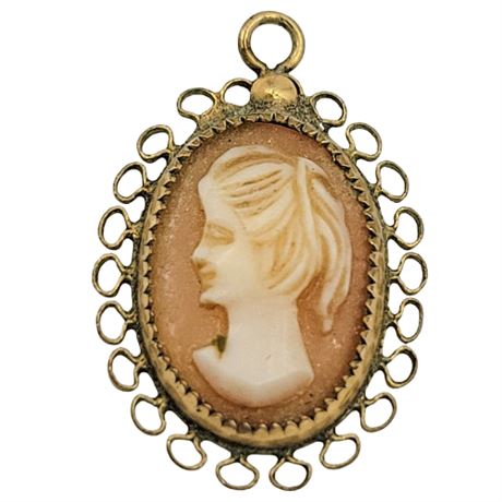 Miniature Carved Shell Cameo Necklace Charm