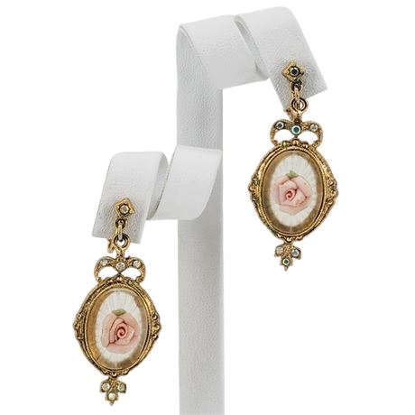 Vintage 1928 JEWELRY Victorian Revival Faux Camphor Glass Clip Earrings