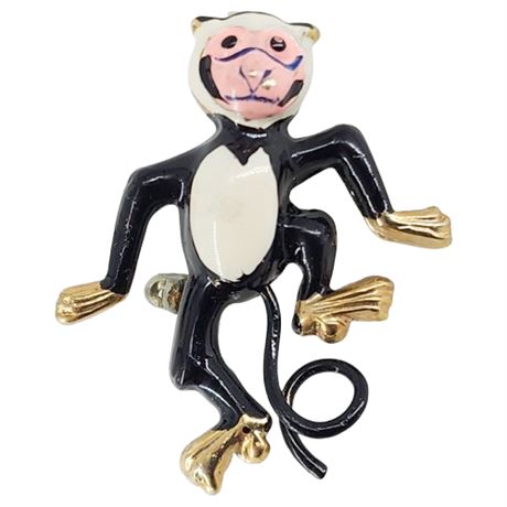 Vintage Mini Enameled Monkey Brooch