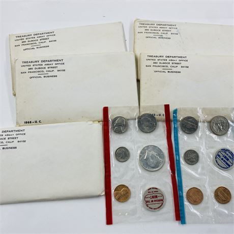 5 - 1968 P + D Mint Sets