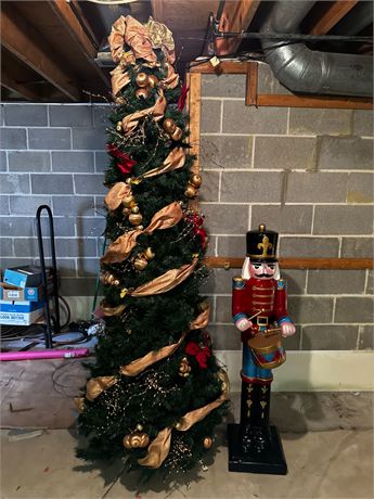 Large Nutcracker Soldier & Artificial Christmas Tree