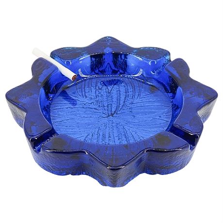 Vintage 70s Blenko 701 Turquoise Heavy Glass Ashtray