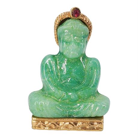 Green Glass Buddha Brooch