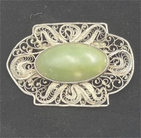 Stamped "Mexico Silver" Antique Filligre Brooch
