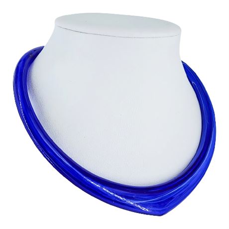 Vintage W. Germany Blue Swirl Lucite Collar Necklace
