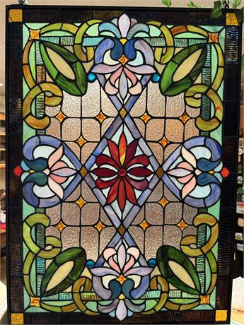 Leaded Glass Flowers Framed