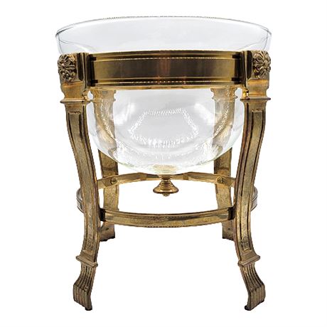 Glass Centerpiece Bowl w/ Brass Stand
