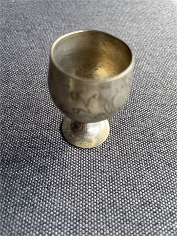 1960s miniature etched silver plate mini goblet